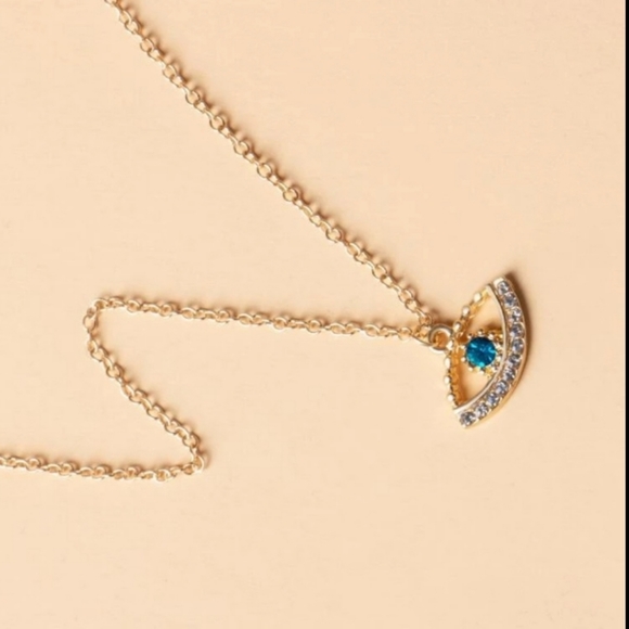 Green Evil Eye Rhinestone Pendant Necklace Lucky Protection Charm Pendant - Picture 4 of 9